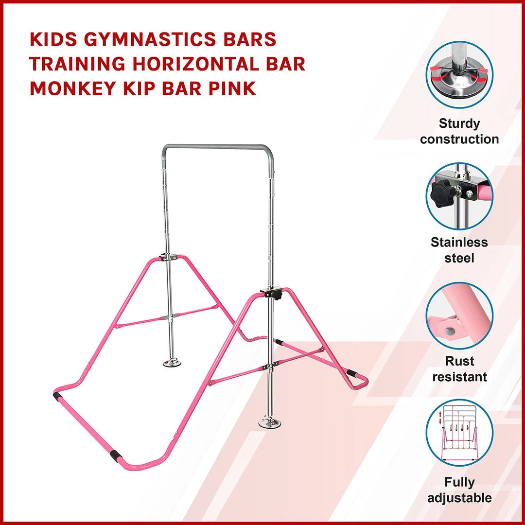 Randy & Travis Machinery Sports & Fitness Kids Gymnastics Bars Training Horizontal Bar Monkey Kip Bar Pink