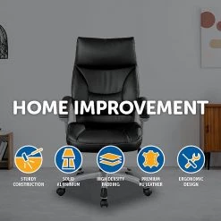 Palermo PU Leather Office Chair Executive Padded Black