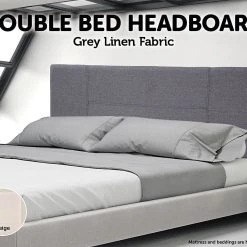Palermo Double Grey Linen Fabric Bed Headboard Bedhead