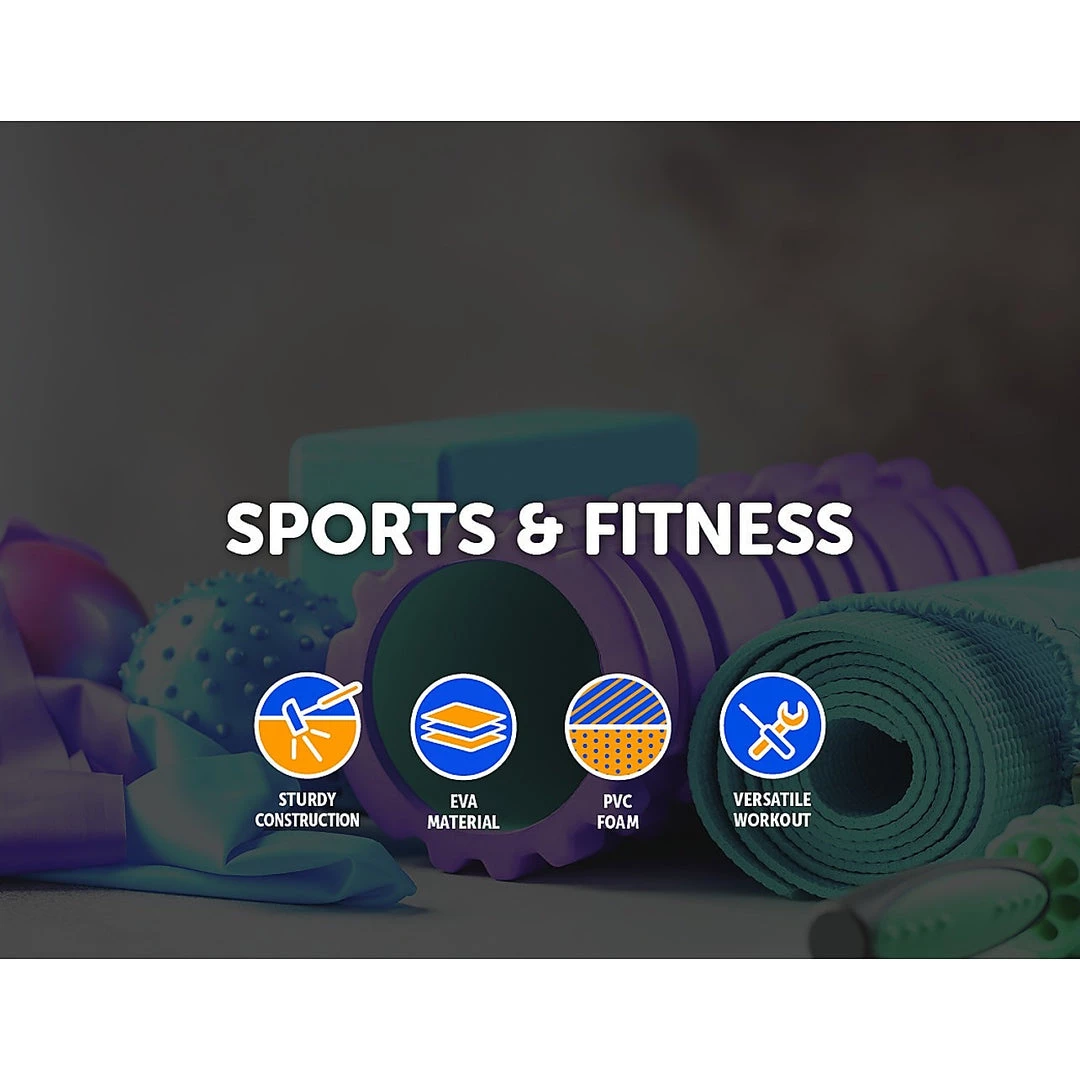 Randy & Travis Machinery 2 IN 1 Physio EVA PVC Foam Yoga Roller Gym Back Training Exercise Massage