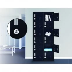 Salvatore Angelotti Black 6-Door Locker For Office Gym Shed School Home Storage - 3-Digit Combination Lock Furniture