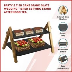 Randy & Travis Machinery Party 2 Tier Cake Stand Slate Wedding Tiered Serving Stand Afternoon Tea