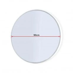 90cm Round Wall Mirror Bathroom Makeup Mirror By Della Francesca - White