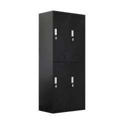 Salvatore Angelotti Black Four-Door Office Gym Shed Storage Locker- Padlock-operated