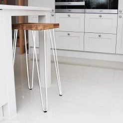 Della Francesca Set Of 4 White Industrial Retro Hairpin Table Legs 12mm Steel Bench Desk - 71cm