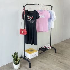 Palermo Home & Lifestyle Closet Organizer Metal Garment Rack Portable Clothes Hanger Storage Shoes Rack Black