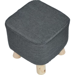 Randy & Travis Machinery Furniture Charcoal Fabric Ottoman Foot Stool Rest Pouffe Wood Padded Seat Squircle