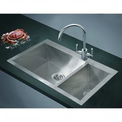 Brienz 1.2mm Handmade Double Stainless Steel Sink With Waste - 745x470mm
