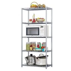 Randy & Travis Machinery Furniture 5 Tier Chrome Metal Storage Rack Shelving Wire Shelf