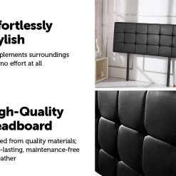 Palermo Double PU Leather Bed Deluxe Headboard Bedhead - Black Furniture