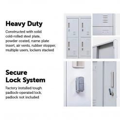 Salvatore Angelotti Grey 12-Door Locker For Office Gym Shed School Home Storage - Padlock-operated