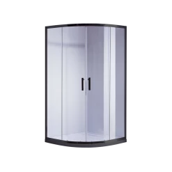 Della Francesca 90 X 90cm Rounded Sliding 6mm Curved Shower Screen With Base In Black With White Base