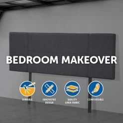 Palermo Double Grey Linen Fabric Bed Headboard Bedhead