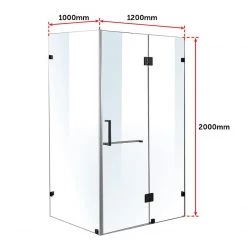 120 X 100cm Frameless 10mm Glass Shower Screen By Della Francesca BLACK Hinges/Brackets And SQUARE Handle DIY & Renovation