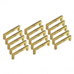 Randy & Travis Machinery 15x Brushed Brass Drawer Pulls Kitchen Cabinet Handles - Gold Finish 192mm