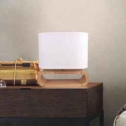 FactoryFast.com.au Home & Lifestyle Wooden Modern Table Lamp Timber Bedside Lighting Desk Reading Light Brown White