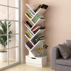 Randy & Travis Machinery Furniture Tree Bookshelf Bookcase Book Organizer 9-Tier Multipurpose Shelf Display Racks