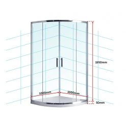 Della Francesca DIY & Renovation 100 X 100cm Rounded Sliding 6mm Curved Shower Screen With Base In Chrome