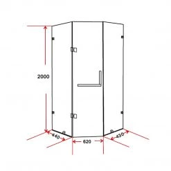900 X 900mm Frameless 10mm Glass Shower Screen By Della Francesca Gold Hinges/Brackets And Round Handle