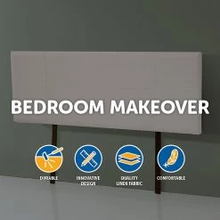 Palermo Queen Beige Linen Fabric Bed Headboard Bedhead Furniture