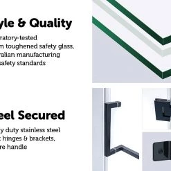 900 X 900mm Frameless 10mm Glass Shower Screen By Della Francesca Black Hinges/Brackets And Square Handle