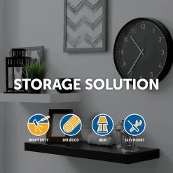 Randy & Travis Machinery Floating Wall Shelf Wooden Shelves Wall Storage 80cm - White - Pack Of 3