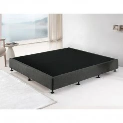 Palermo King Ensemble Bed Base Platinum Graphite Linen Fabric Furniture