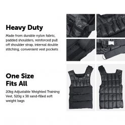 Randy & Travis Machinery 20kg Adjustable Weighted Training Vest Sports & Fitness