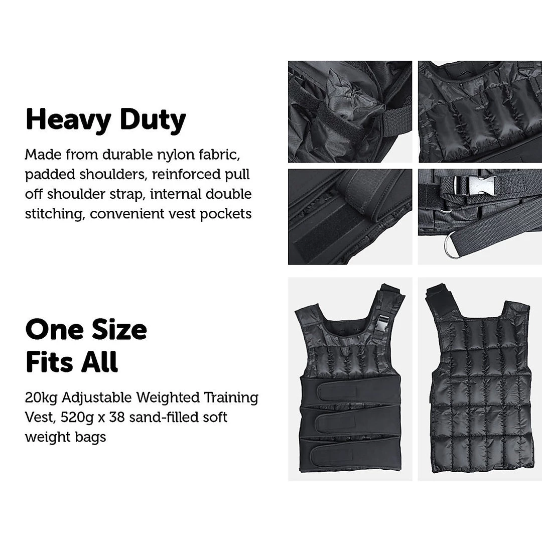 Randy & Travis Machinery 20kg Adjustable Weighted Training Vest Sports & Fitness