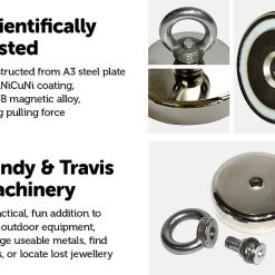 Randy & Travis Machinery 112Kg Salvage Strong Recovery Magnet Neodymium Hook