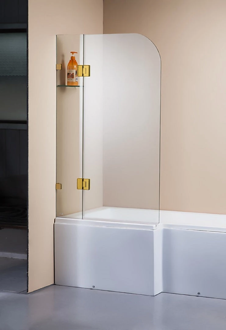 120 X 145cm Frameless Glass Bath Screen By Della Francesca Gold Finish