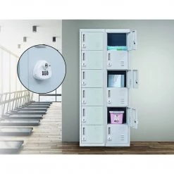 Salvatore Angelotti Furniture Grey 6-Door Locker For Office Gym Shed School Home Storage - 3-Digit Combination Lock
