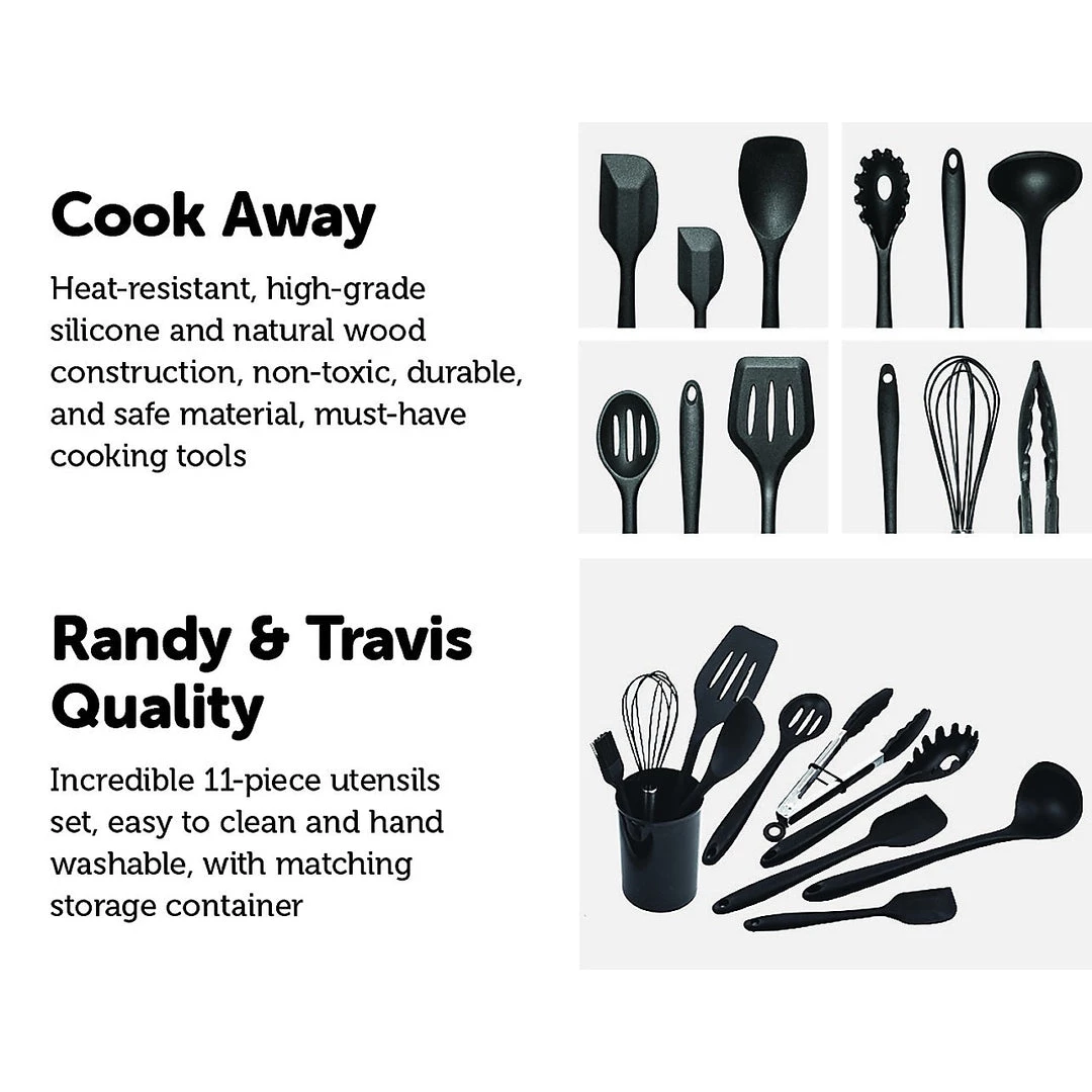 Randy & Travis Machinery 11pcs Kitchen Utensil Set Silicone Heat-Resistant Non-Stick Kitchen Utensils Kit