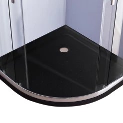 Della Francesca 90 X 90cm Rounded Sliding 6mm Curved Shower Screen With Base In Chrome With Black Base