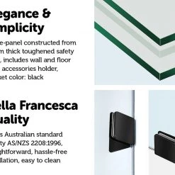 Della Francesca 90 X 200cm Frameless 10mm Safety Glass Shower Screen BLACK