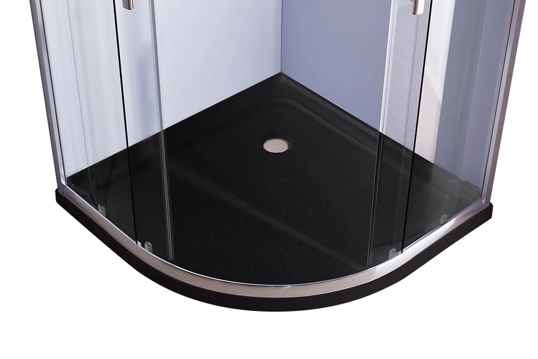 Della Francesca 100 X 100cm Rounded Sliding 6mm Curved Shower Screen With Base In Chrome With Black Base DIY & Renovation