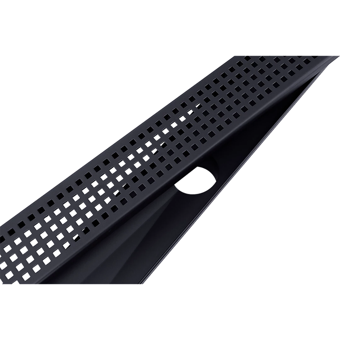 Della Francesca 100cm Bathroom Shower Black Grate Drain W/ Centre Outlet Floor Waste