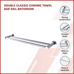 Della Francesca Double Classic Chrome Towel Bar Rail Bathroom DIY & Renovation