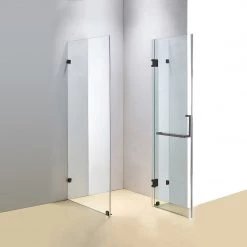 120 X 80cm Frameless 10mm Glass Shower Screen By Della Francesca BLACK Hinges/Brackets And SQUARE Handle DIY & Renovation