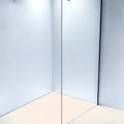 Della Francesca 120 X 210cm Frameless 10mm Safety Glass Shower Screen In Round Black