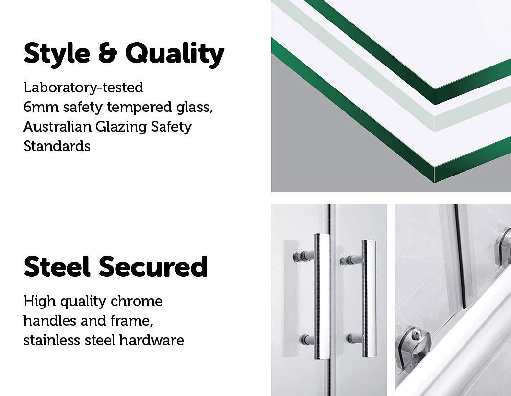 120cm Sliding Door Safety Glass Shower Screen By Della Francesca DIY & Renovation