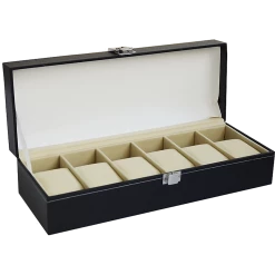 Randy & Travis Machinery 6 Slot Men’s Watch Display Case Box Black PU Leather
