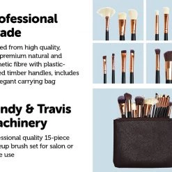 Randy & Travis Machinery Home & Lifestyle Soft 15Pcs Pro Face Powder Makeup Brushes Set Eyeshader Blending Highlight Tools