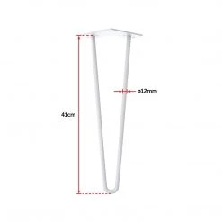 Della Francesca Set Of 4 White Industrial Retro Hairpin Table Legs 12mm Steel Bench Desk - 41cm Furniture