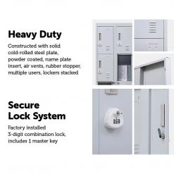 Salvatore Angelotti Grey 12-Door Locker For Office Gym Shed School Home Storage - 3-Digit Combination Lock