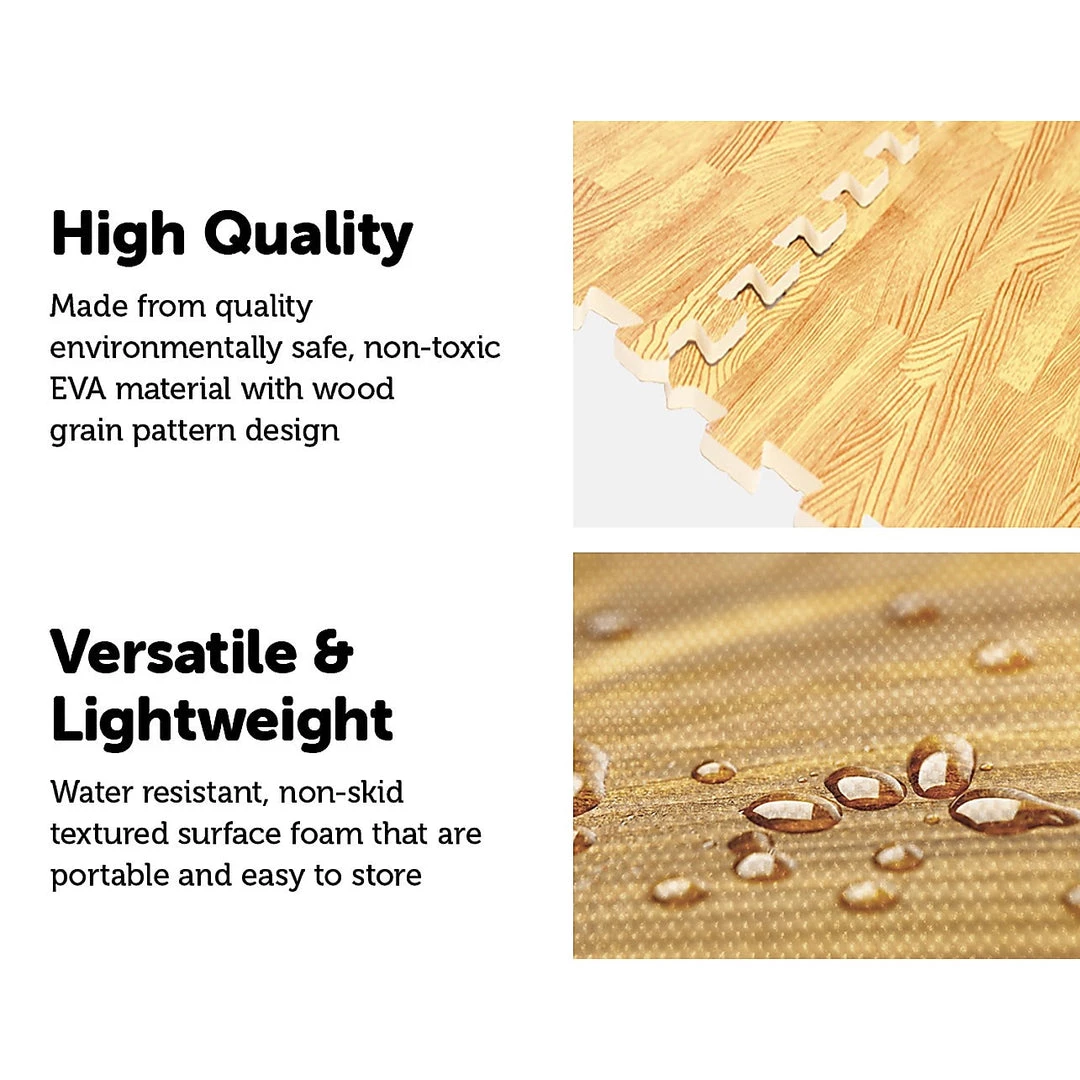 Randy & Travis Machinery 12 Tiles EVA Fitness Home Yoga Gym Interlocking Floor Puzzle Mat - Wood Colour Sports & Fitness
