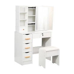 Palermo Dressing Table Makeup Table Stool Mirror Makeup Jewellery Organiser Cabinet Desk