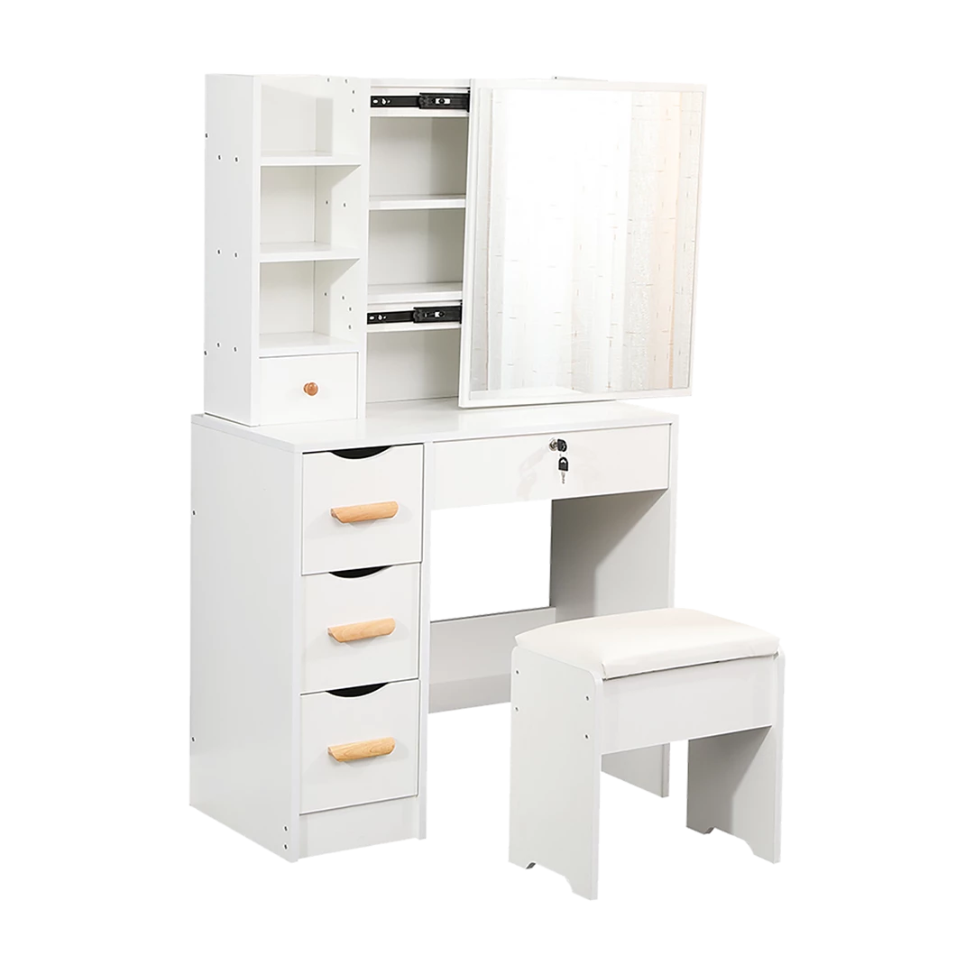 Palermo Dressing Table Makeup Table Stool Mirror Makeup Jewellery Organiser Cabinet Desk