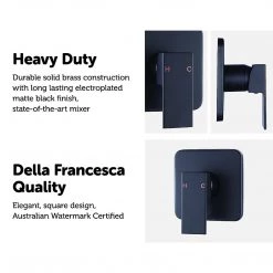Della Francesca Shower Bath Mixer Tap Bathroom WATERMARK Approved - Electroplated Matte Black DIY & Renovation