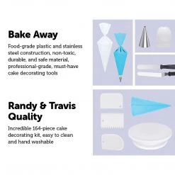 Randy & Travis Machinery Home & Lifestyle 164Pcs Cake Decorating Kit Turntable Rotating Baking Flower Icing Piping Nozzles